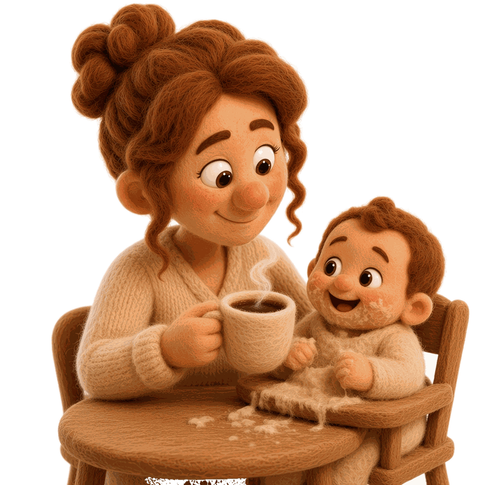 A parent and baby at the breakfast table